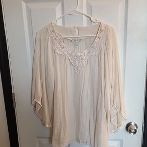 Vintage Dressbarn Cream Lace Women's Blouse Boho
